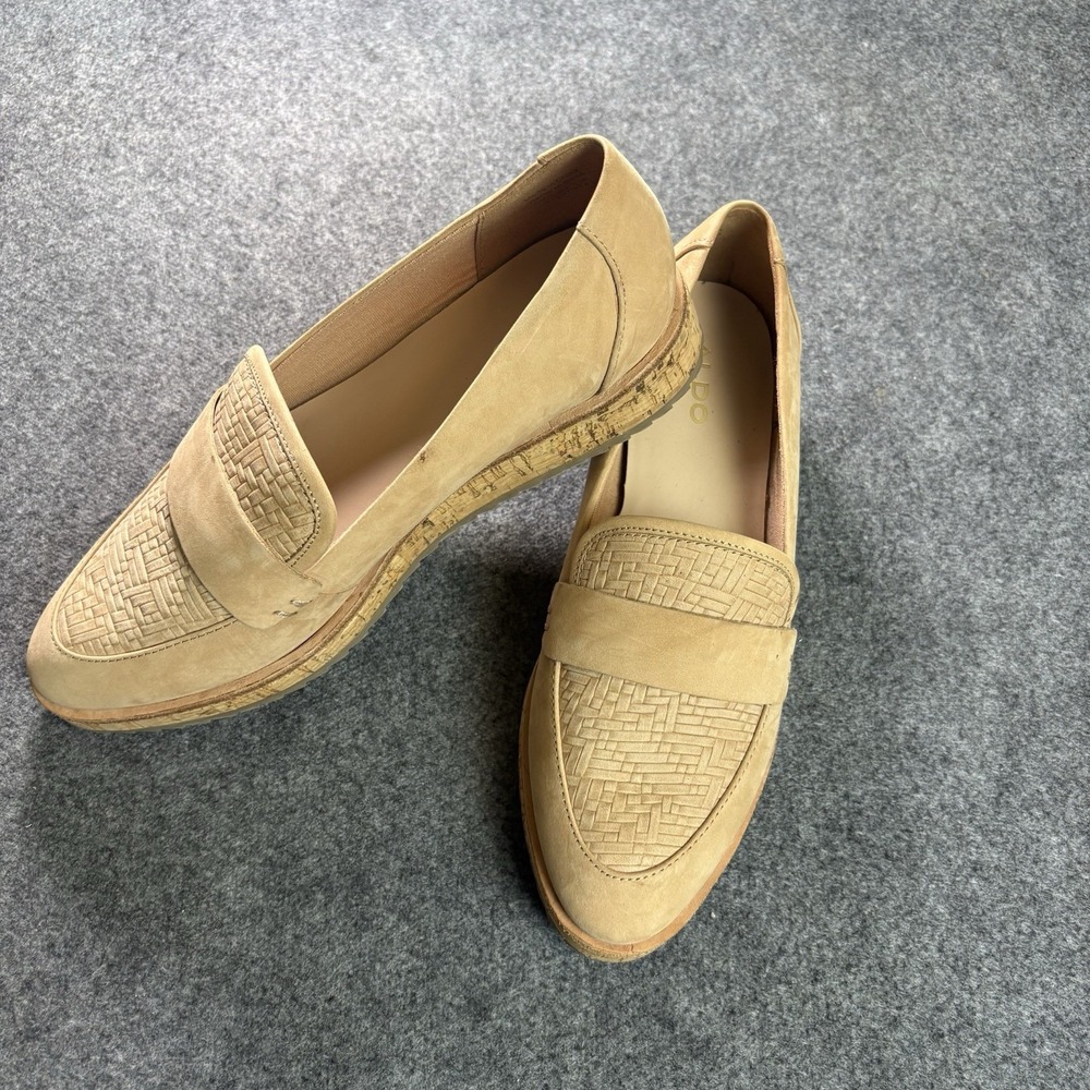 ALDO Calixta Women's‎ Beige Suede Leather Cork Platform Loafers - Picture 2 of 7